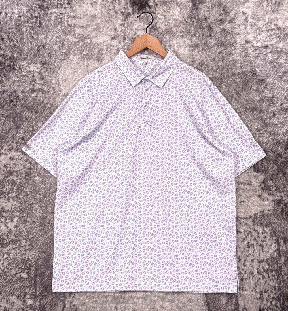 Straight Down Air Mesh Performance Polo Shirt XL Mens Pickleball Print